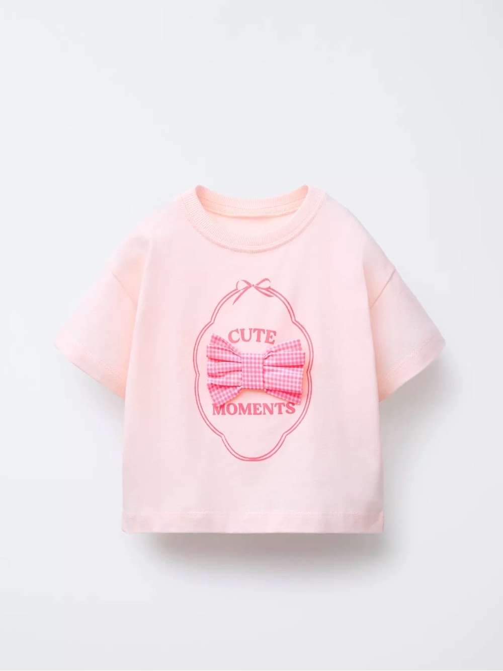 Zara Pink 'Cute Moments' Bow Graphic Tee